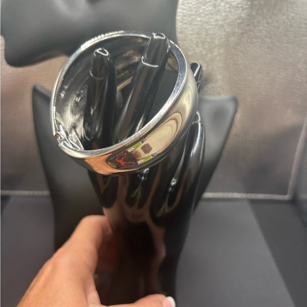 Silver Statement Thick Bangle - image 2